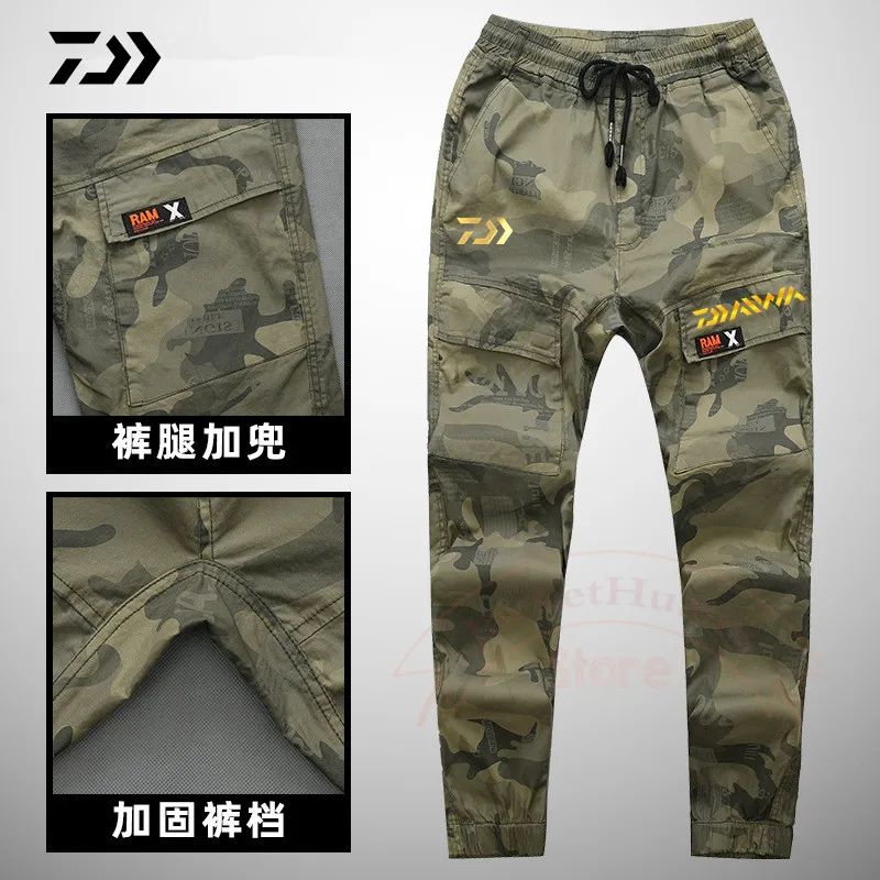 

Daiwa Summer Camouflage Fishing Thin Cargo Pants Men's Multi Pocket Harem Leggings Loose Elastic Slim-fit Pants