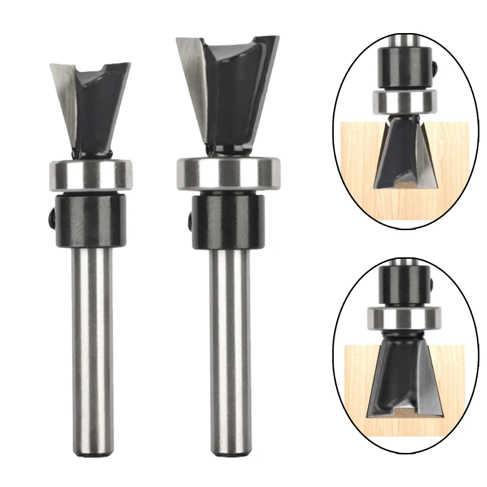 

2pcs Woodworking Router Bit Shank Carbide Dovetail Router Bit With Bottom Bearing Woodworking Cutters Woodworking Router Bit Set