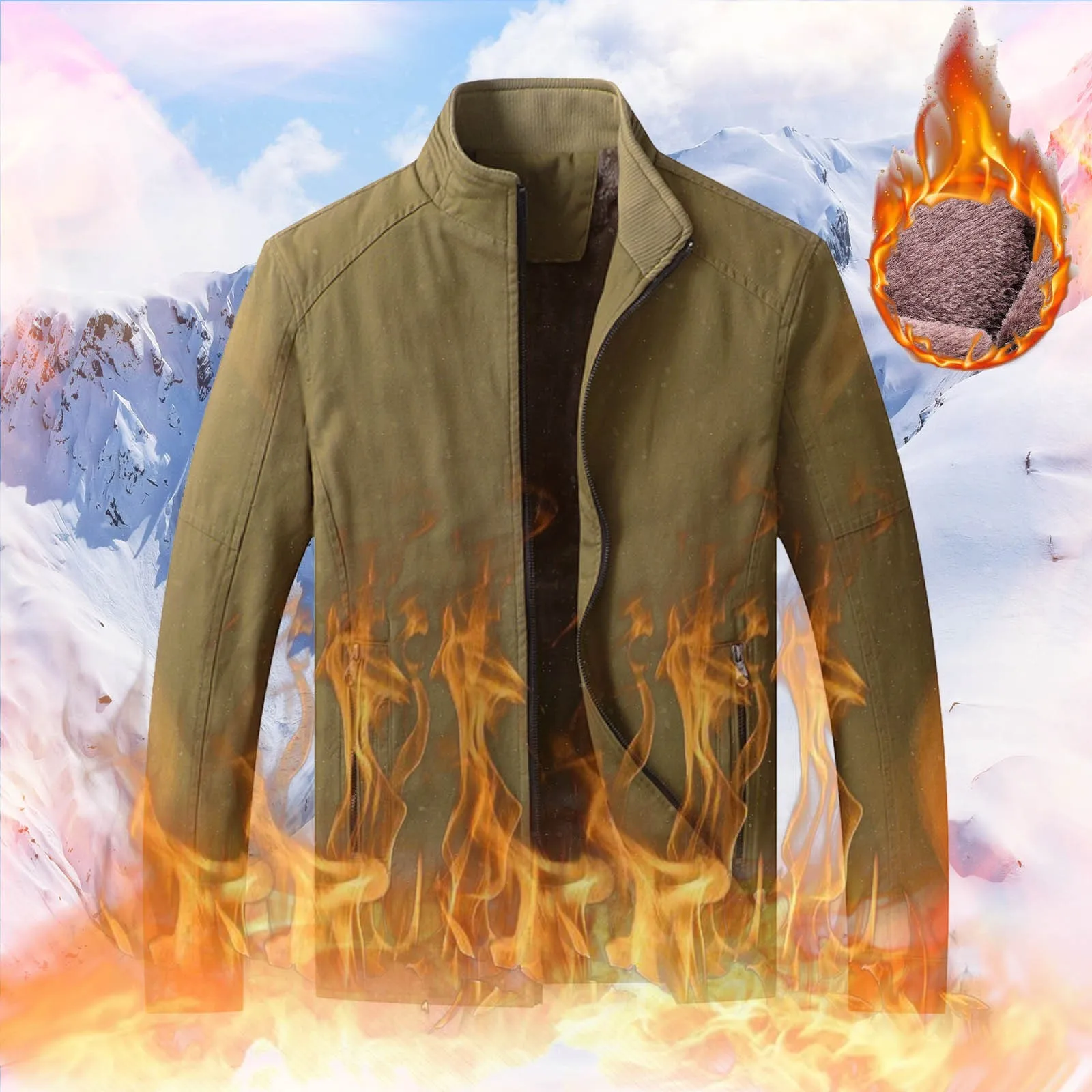 

Men's Autumn And Winter Jacket Casual Stand-up Collar Fashion Top Velvet Thick Cotton Washed Rain Gear Men Jacket Fashion