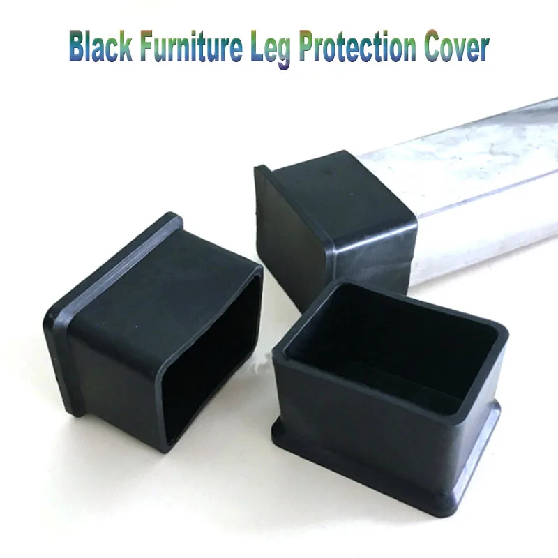

2Pcs Black Square/ rectangle Furniture Leg Protection Cover Table Feet Floor Protection Good toughness Anti-slip anti-aging beau