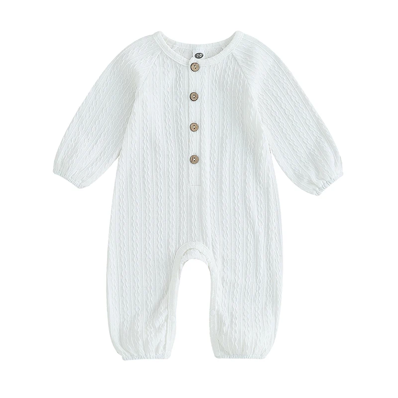 

Toddler Baby Rompers Solid Color Wave Stripe Long Sleeve Jumpsuit for Newborn Infant Cute Fall Clothes