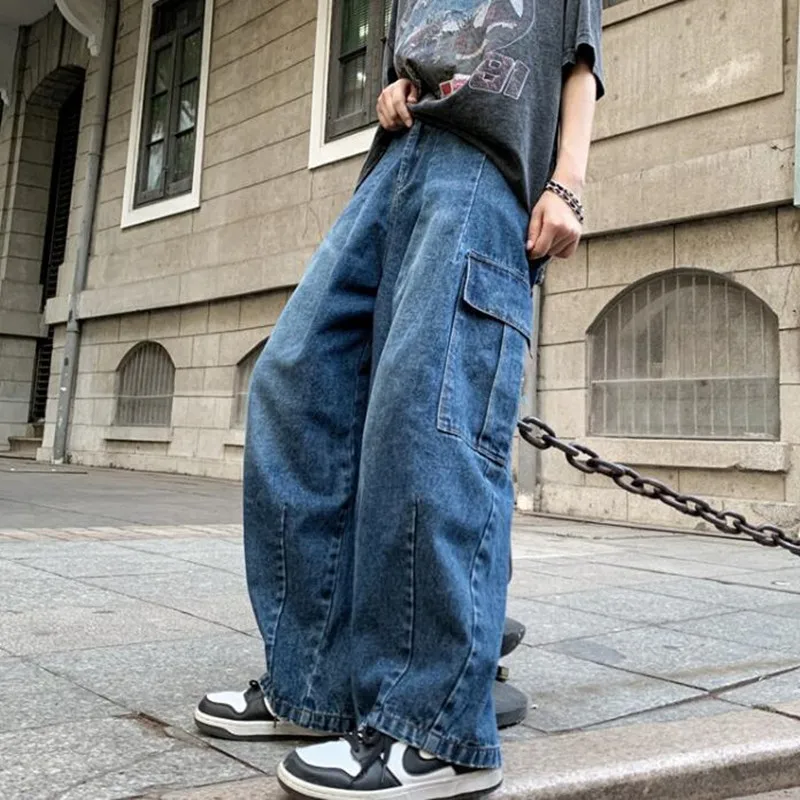 

Men's Straight Leg Jeans Street Casual Jeans Wide Leg Hip Hop Skate Jeans