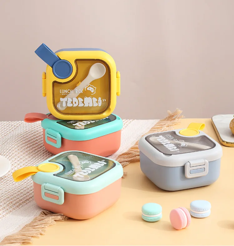 

Children's 304 stainless steel lunch box lunch box insulation baby baby with spoon scissors set complementary food bowl