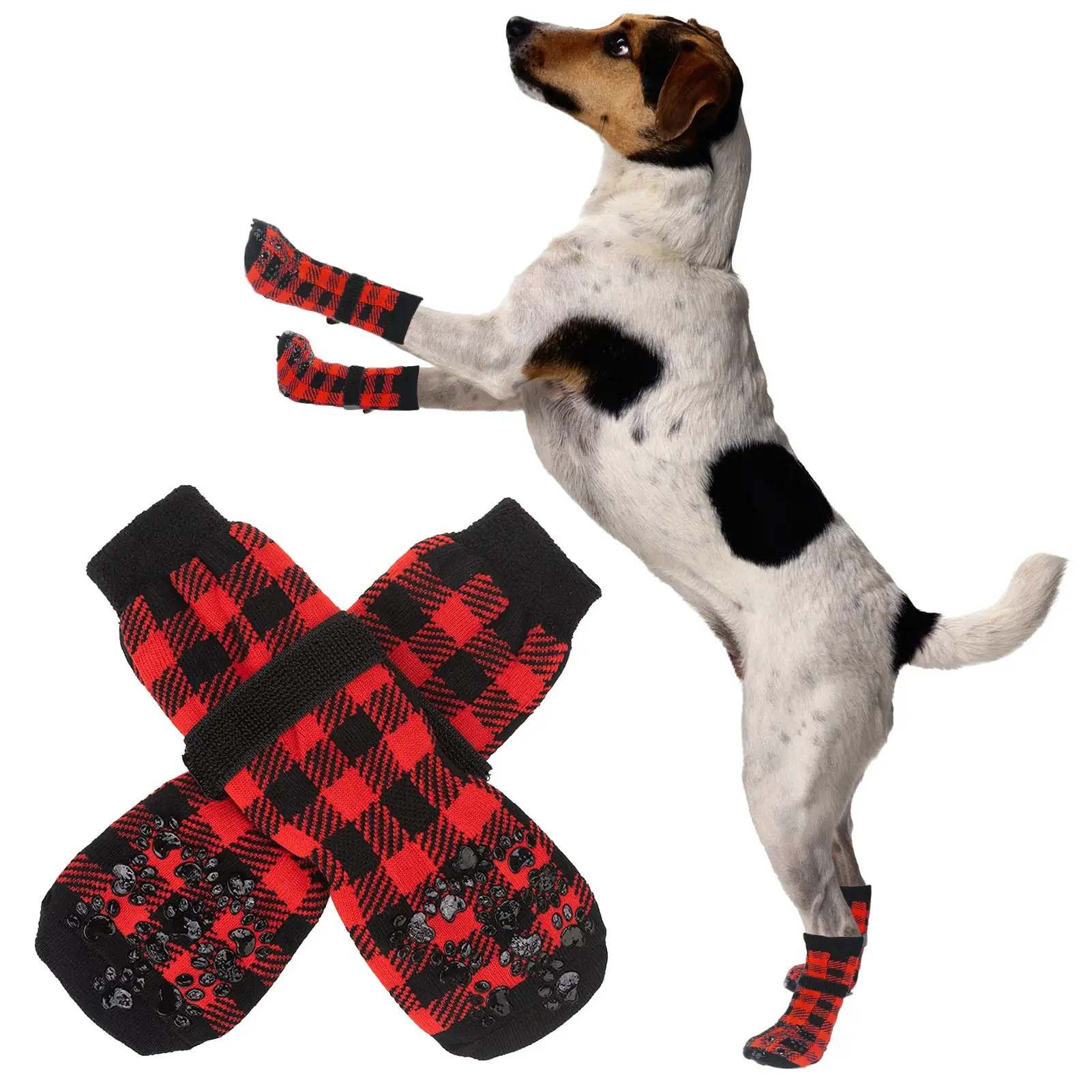 

Plush Dog Socks Doggie Socks Dog Paw Protector With Double-Sided Cotton Dog Socks For Medium Dogs Hardwood Floors Prevent Lickin