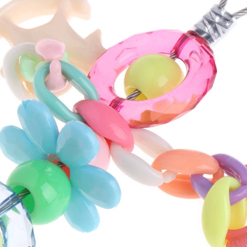 

Parrots Toys Chain Colorful Rings Beads Acrylic Birds Bells Stand Holder Swing