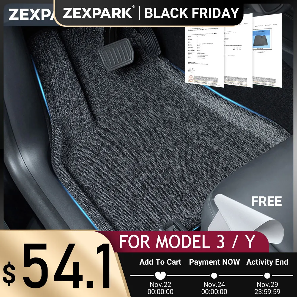 

ZEXPARK Floor Mats Black Pad For Tesla Model 3 Y 2017-2022 Custom Waterproof Mat Non-Slip Floor Liners Surrounded Floor Mats