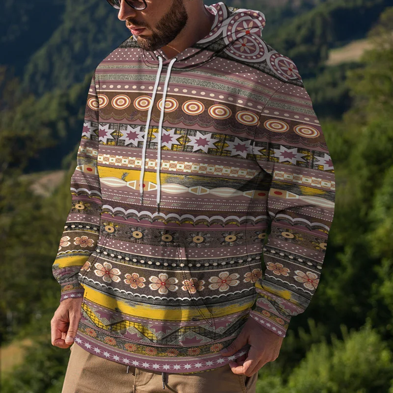 

Men's Autumn 2022 New Stripe Pattern Sweatshirt Long Sleeve Hooded Sweatshirt