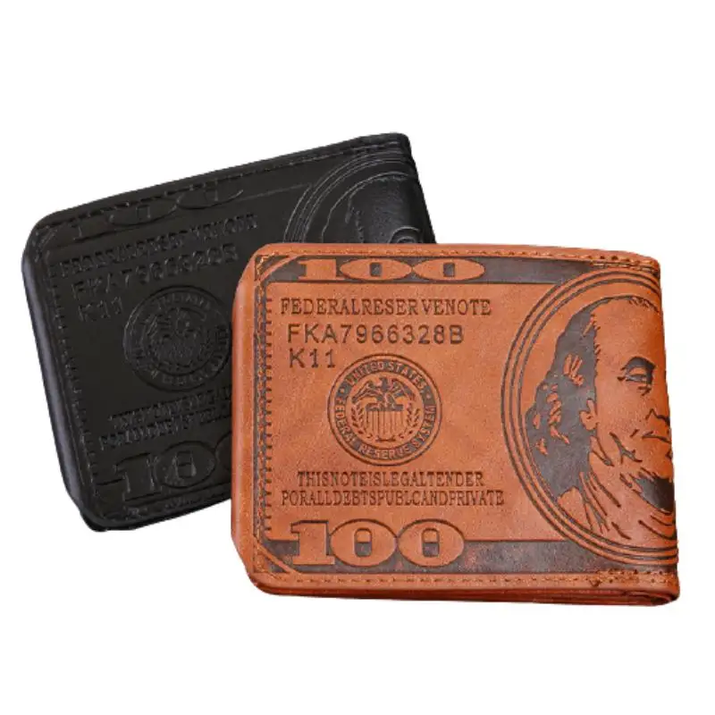 

New Wallet Men's Retro Pressure Change Short Magnetic Buckle Dollar Pattern Dollar Bag Men's Wallets Multi-card Business Style