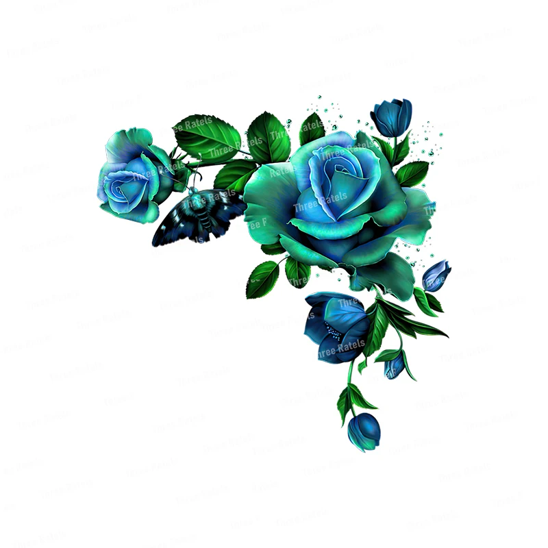 QCF201 Exquisite Blue Rose Room Art Decoration Wall Sticker Musical Instrument Gift Decal | Stickers