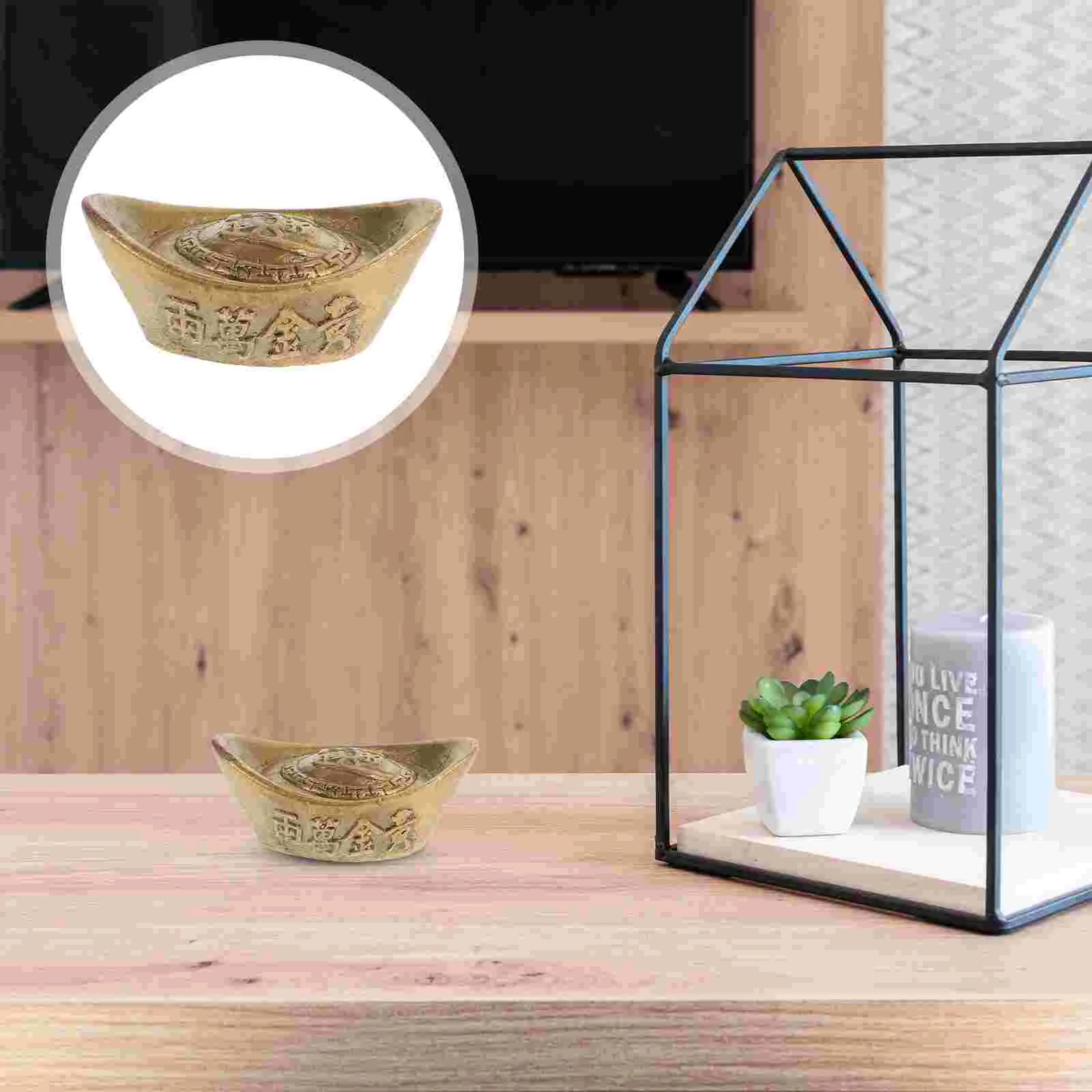 

Pure Copper Ingot Ornament Room Desktop Decors Household Adornment Yellow Table Decorations Delicate Office Gold
