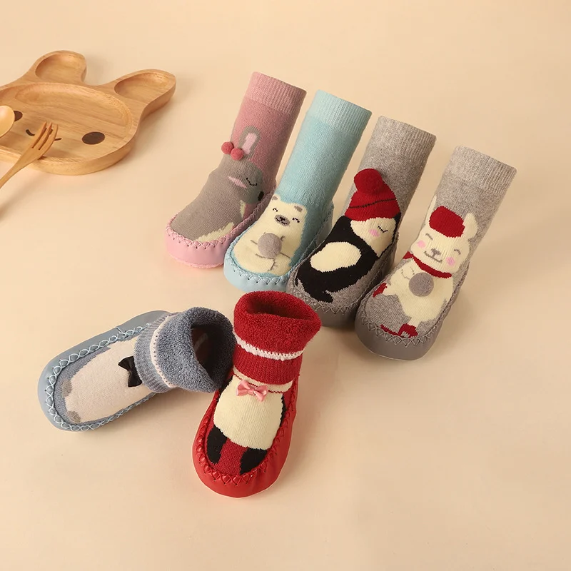 

Toddler Indoor Sock Shoes Newborn Baby Socks Winter Thick Terry Cotton Baby Girl Sock with Rubber Soles Infant Animal Funny Sock