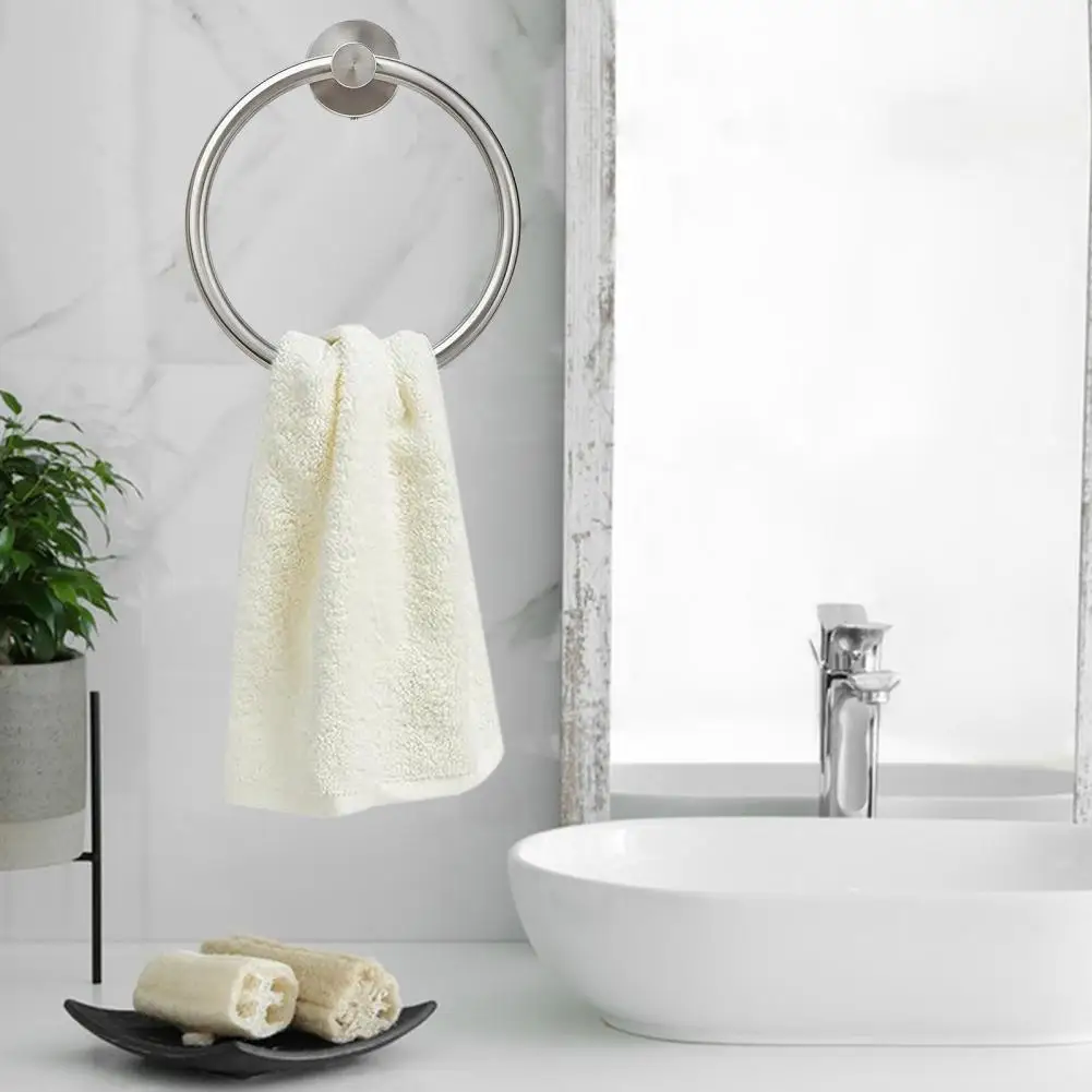 

Stainless Steel Towel Ring Modern Minimalist Heavy Duty Metal Round Hand Towel Bath Shower Washcloth Holder Rack Bathroom Suppli