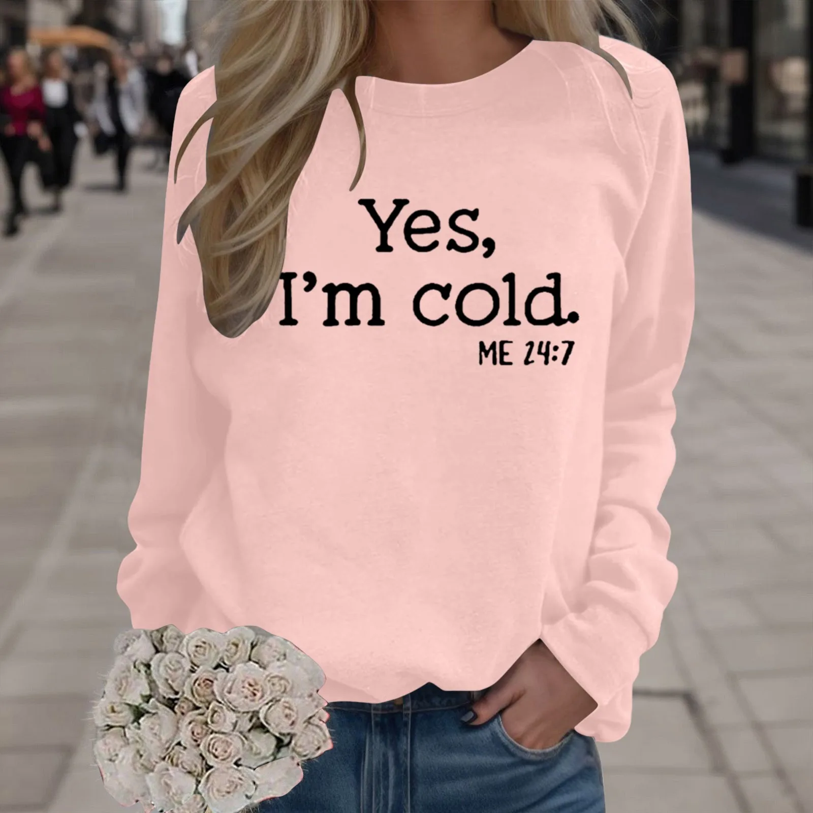 

Women Simple Comfortable Solid Colours Pullover Sweatshirt Casual Letter Printed Top Loose Round Neck Long Sleeve Sweatshirt