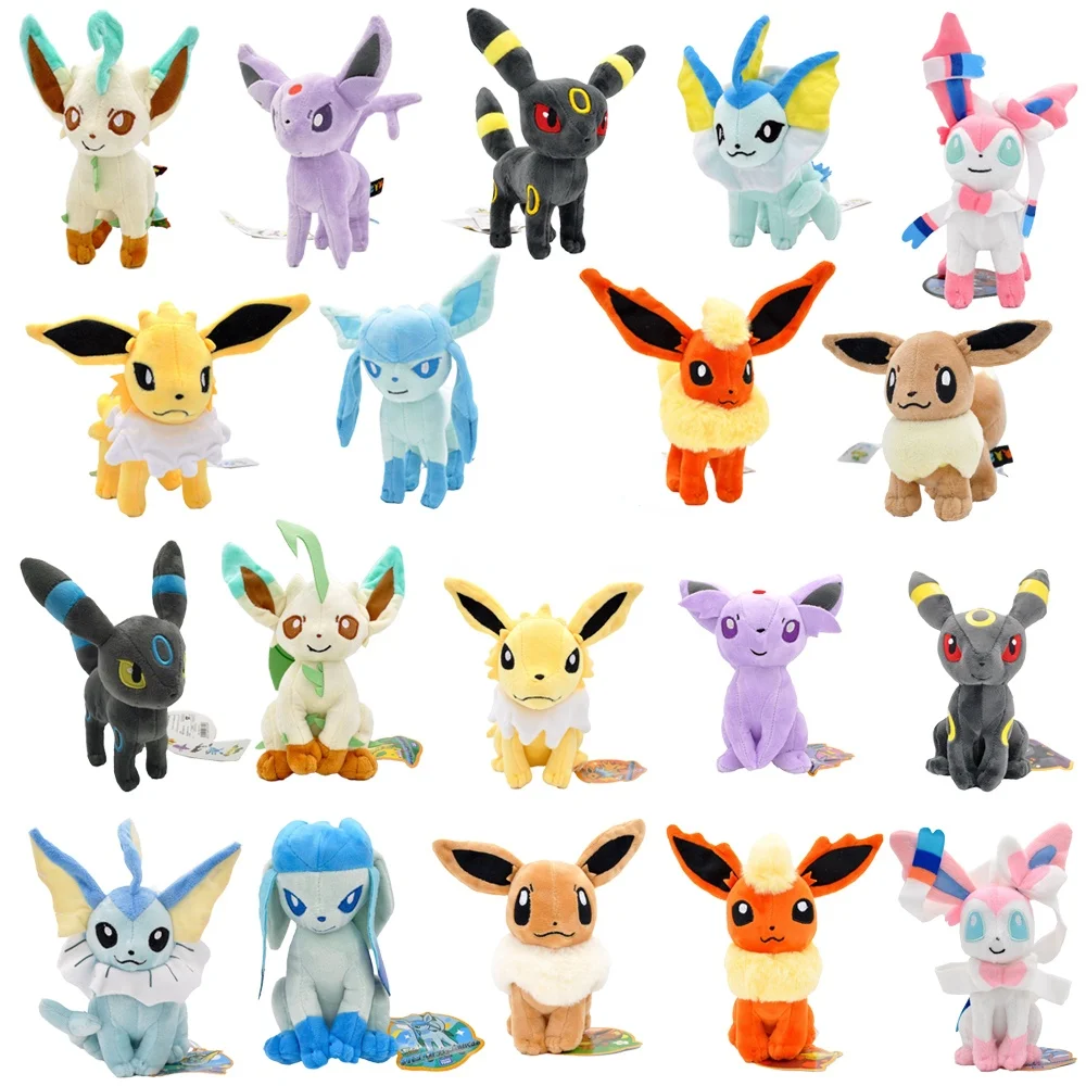

20cm Anime Pokemon Plush Pikachu Eevee Mew Sylveon Umbreon Espeon Flareon Vaporeon Glaceon Leafeon Jolteon Animals Plush Toy