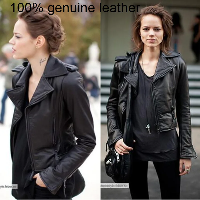 quality sales.Brand new woman genuine High leather jacket.fashion sheepskin coat.cool classic casual,plus size sales