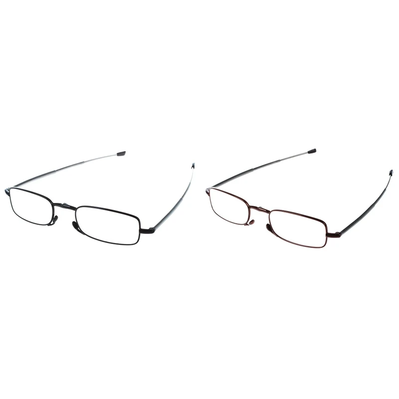 

2 Pairs Of Compact Folding Reading Glasses With Mini Flip Top Carrying Case Rotation Eyeglass +3.5 Black & Red