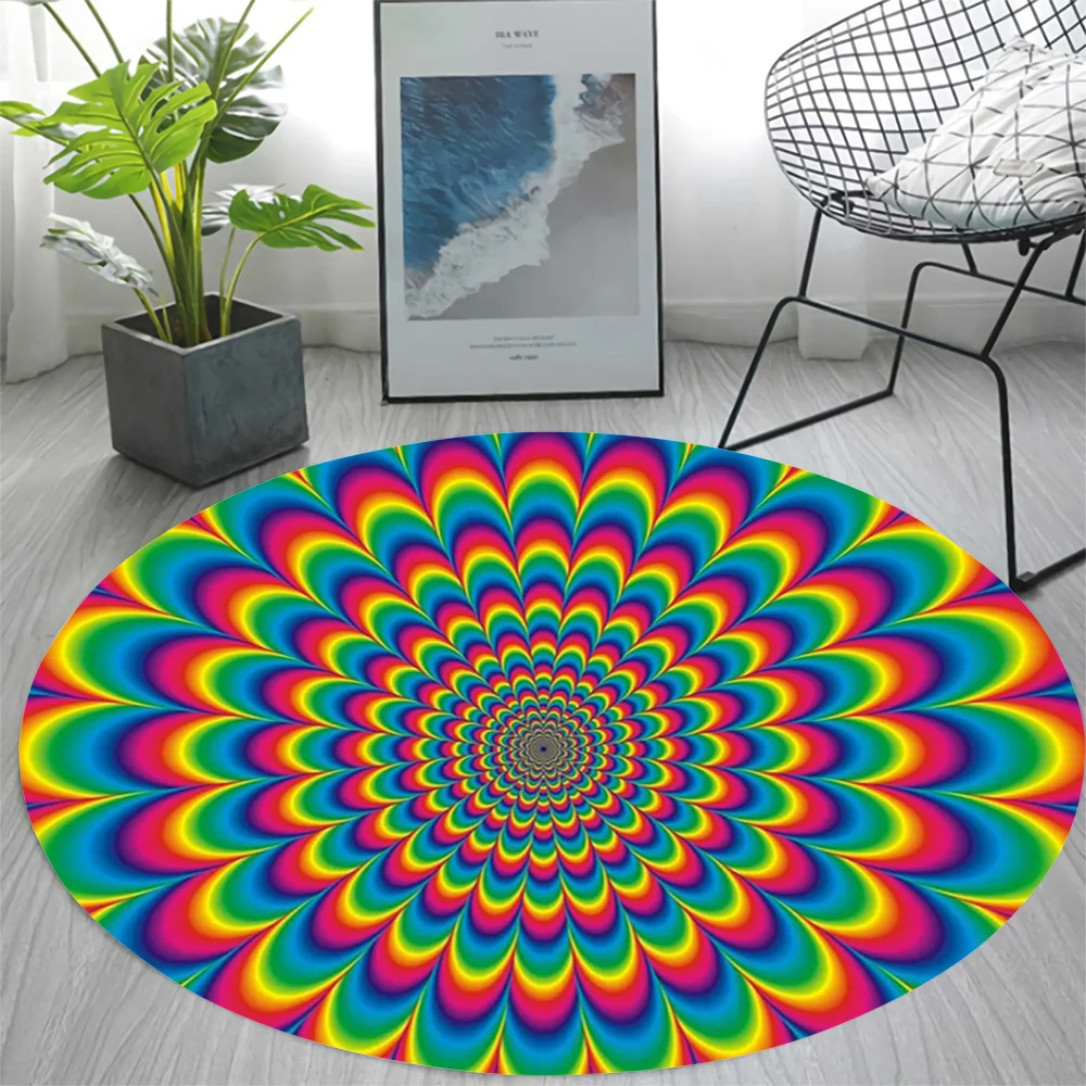 

CLOOCL 3D Illusion Rug 3D Vortex Dizziness Round Carpets for Home Living Room Bedroom Fashion Funny Floor Mats Dropshipping