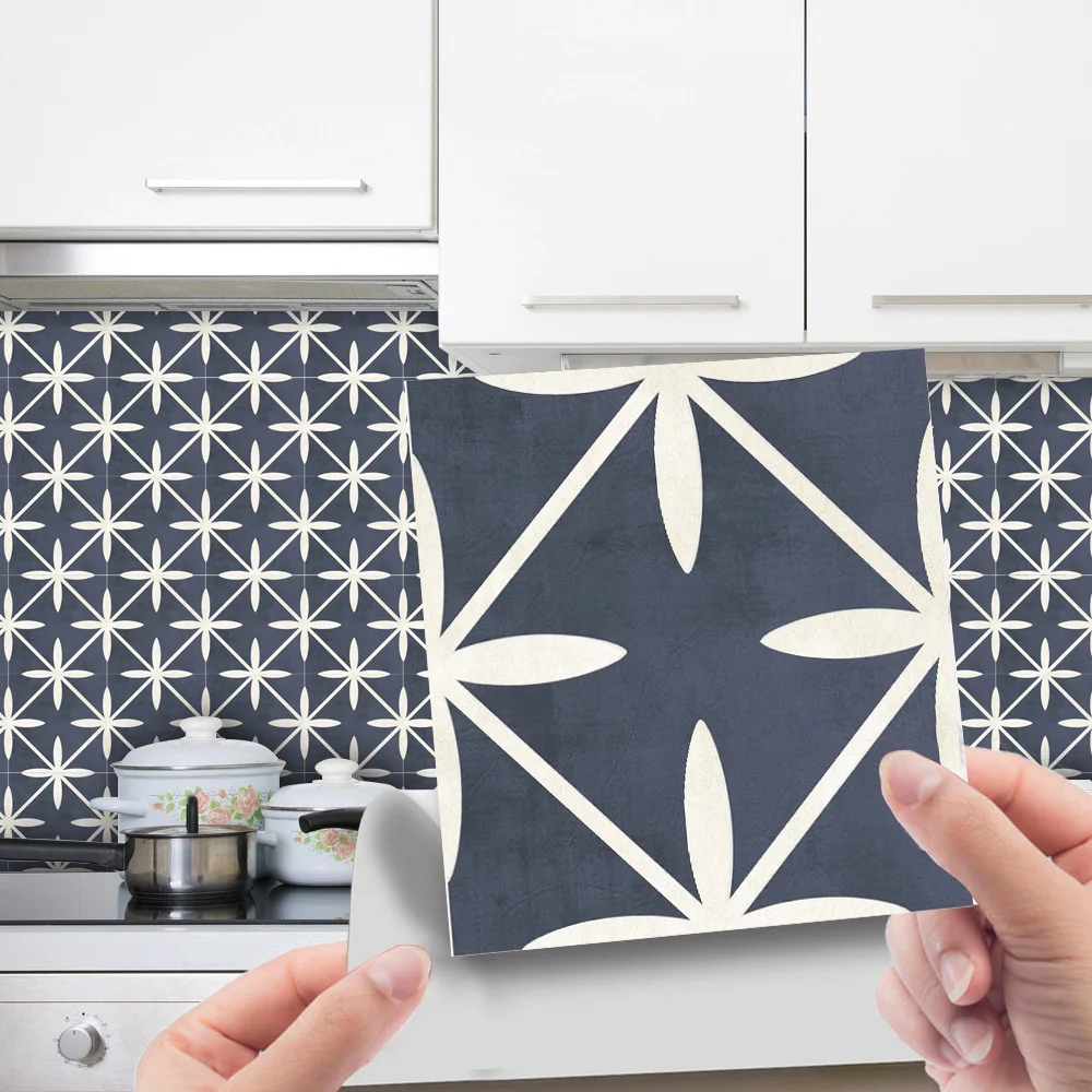 

24 Pieces Antique Tile Self Adhesive Wall Stickers Boho Style Tile Stickers Kitchen Bathroom