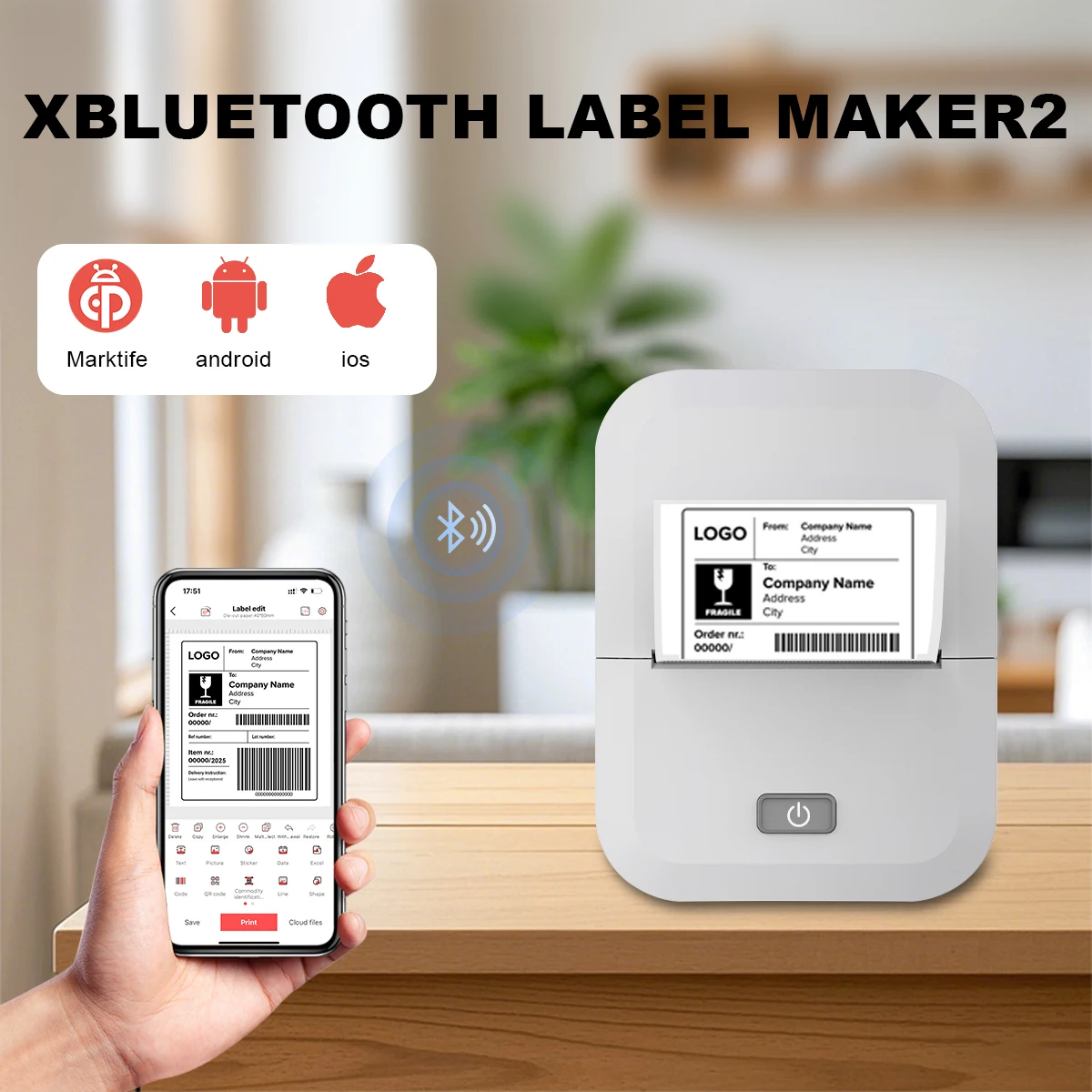 Фото Мини-термопринтер Marklife X2 Bluetooth-принтер для наклеек для школы, офиса, кухни, подарка/сделай сам, креативная/маркировка №2