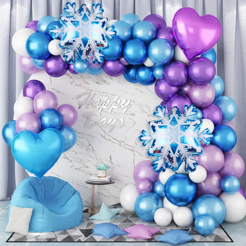 

Frozen Snowflake Balloons Garland Arch Kit with Snowflake Foil Ballon for Birthday Christmas Baby Shower Party Decoration Globos