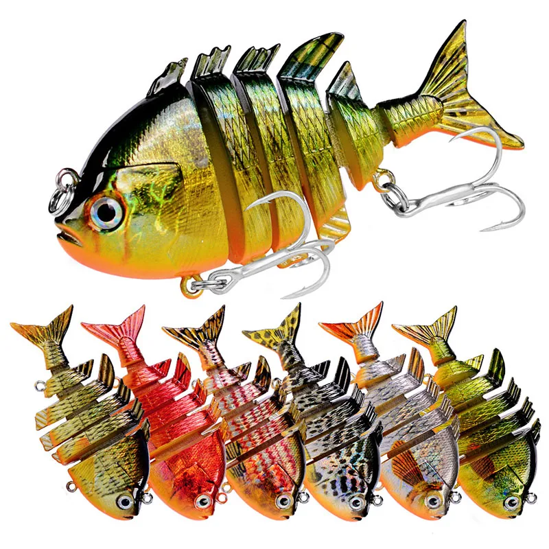 

1pcs Fishing Bass Lure 6 Segment Multi Jointed Artificial Bait Lifelike Trout Swimbait Treble Crankbait Hooks Hard Fish
