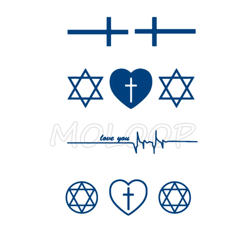 

Juice Tattoo Sticker Cross Heart-beat Star Waterproof Temporary Makeup Fake Tattoos for Woman Men Body Art Lasting To 5 -15 Days