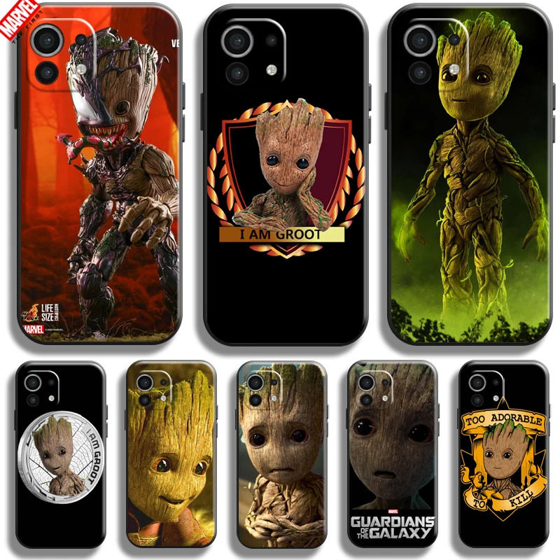 

Groot Marvel For Xiaomi Mi 11 Lite 11 Pro 11 Ultra Phone Case Soft Silicon Coque Cover Black Funda Comics Captain America