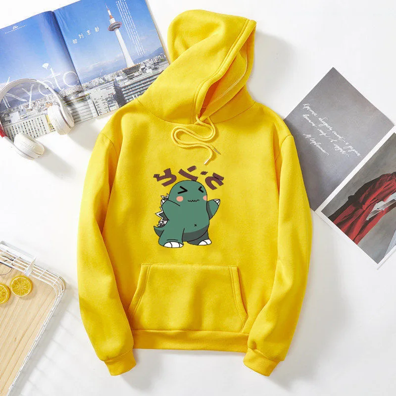 

Женская Весенняя толстовка с капюшоном и принтом динозавра, милый пуловер в стиле Харадзюку, шикарные толстовки в японском стиле для девуше...