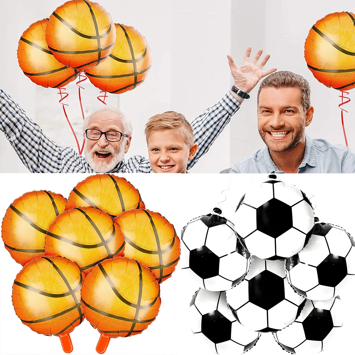 

16Pcs Balloons Set 18Inch Aluminium Round Stereoscopic Soccer Balloons Set Durable Reusable Balloons Decoration for Sports Theme