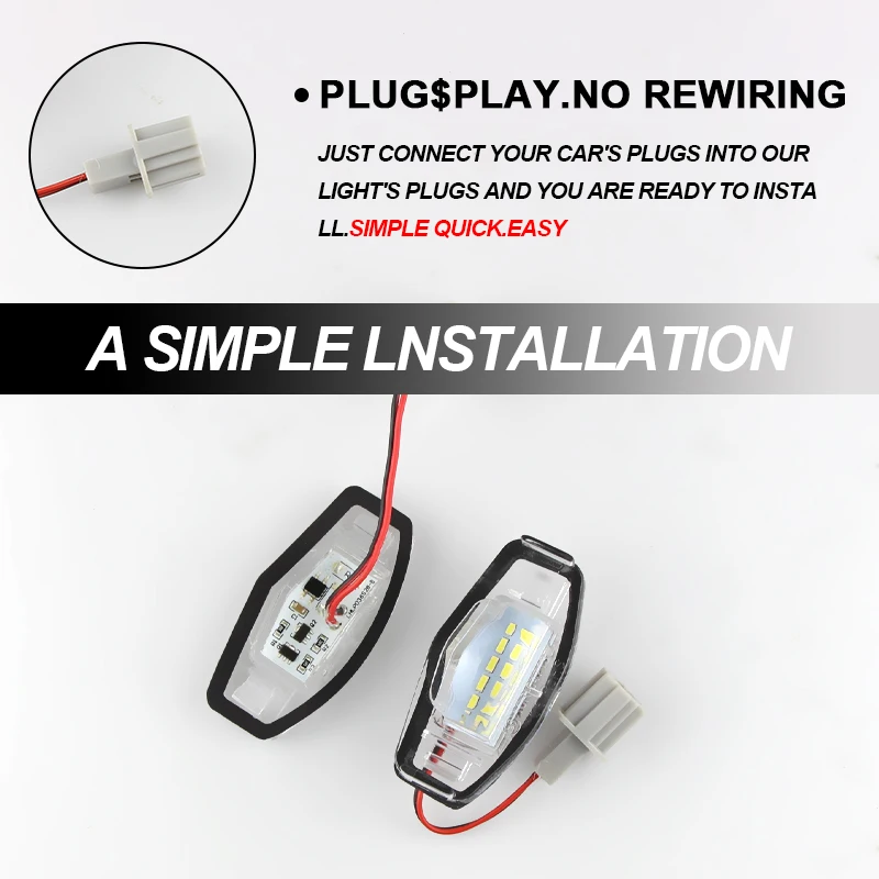 2 шт. Автомобильный светодиодный светильник номерного знака белого цвета для Honda