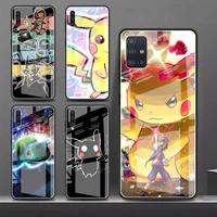 lightning pikachu case for samsung a52 a51 a71 a50 a21s a70 a91 a12 a31 a40 a30 a53 a73 a22 glass phone funda cover cases