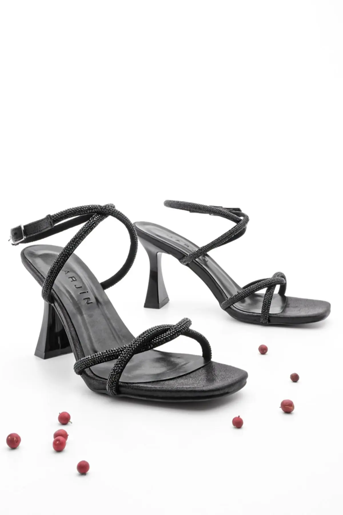 

Women's Stone Evening Dress Heeled Shoes Ankle Belt