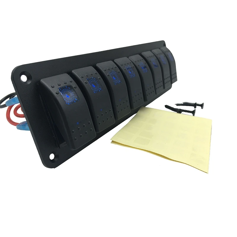 New2x Водонепроницаемый 8 Gang 2LED Light Rocker Switch Panel Circuit Breaker 12V Boat Marine