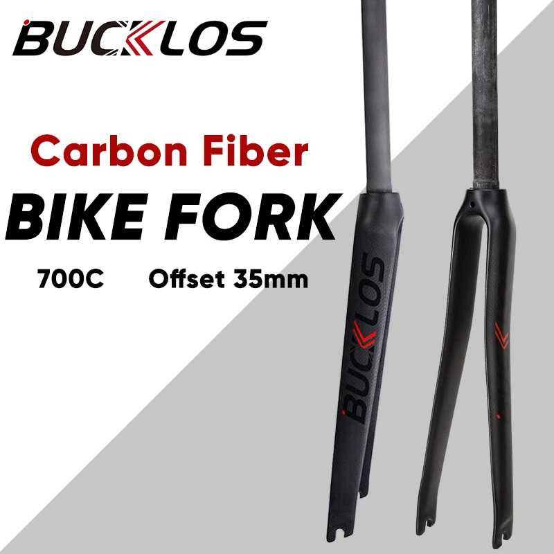 

BUCKLOS 700C Bicycle Fork Full Carbon Fiber 1-1/8'' Road Bike Rigid Fork Straight Tube Ultralight Bicycle Fork Cycling Parts