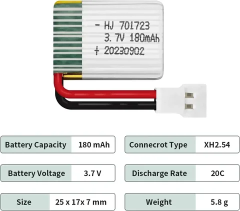 3,7 В 180 мАч 20С 701723   Перезаряжаемая липо-батарея для H20 Syma S8 M67 U839 X900 X901, запасные части для радиоуправляемого квадрокоптера