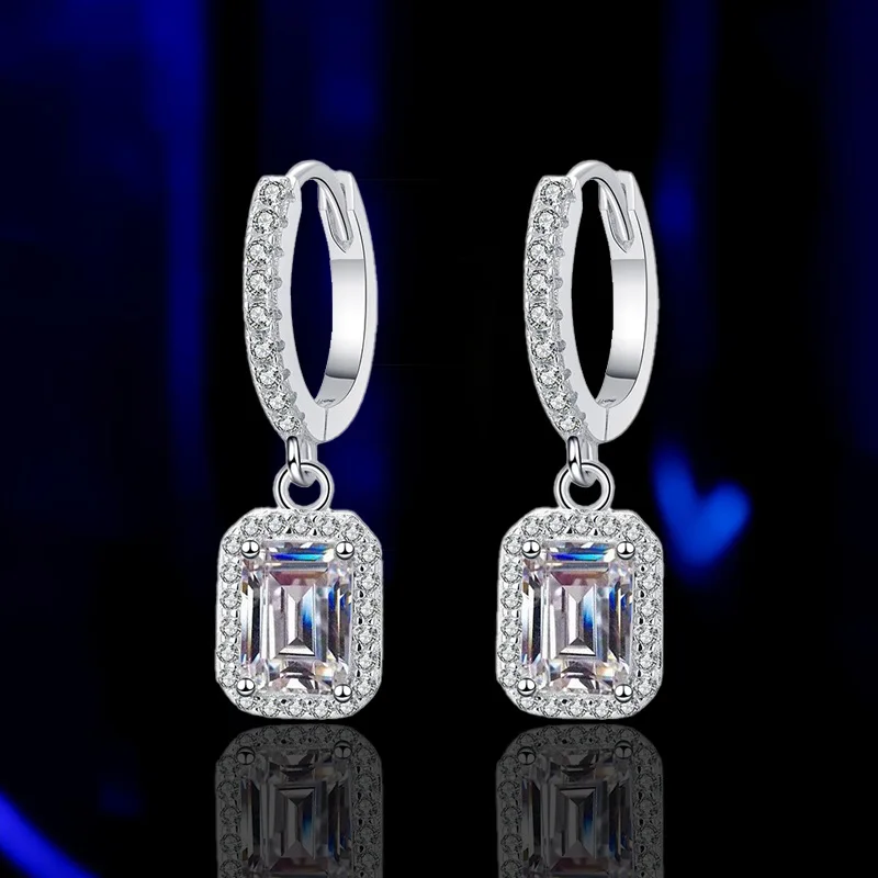 JoyceJelly женские прямоугольные ювелирные изделия из муассанита изумрудной огранки