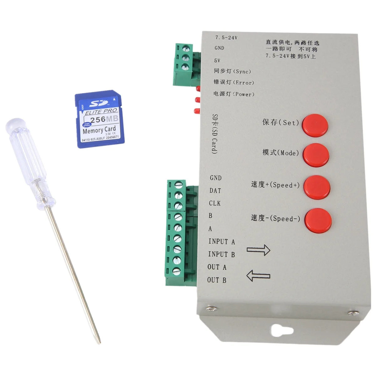 Светодиодный контроллер RGB T1000S SD-карта 2048 пикселей Контроллер для WS2801 WS2811 WS2812B SK6812