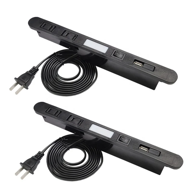 

110V 15A 1 USB 2 outlet Tabletop cabinet Japan Desk Power Strip With switch and led light