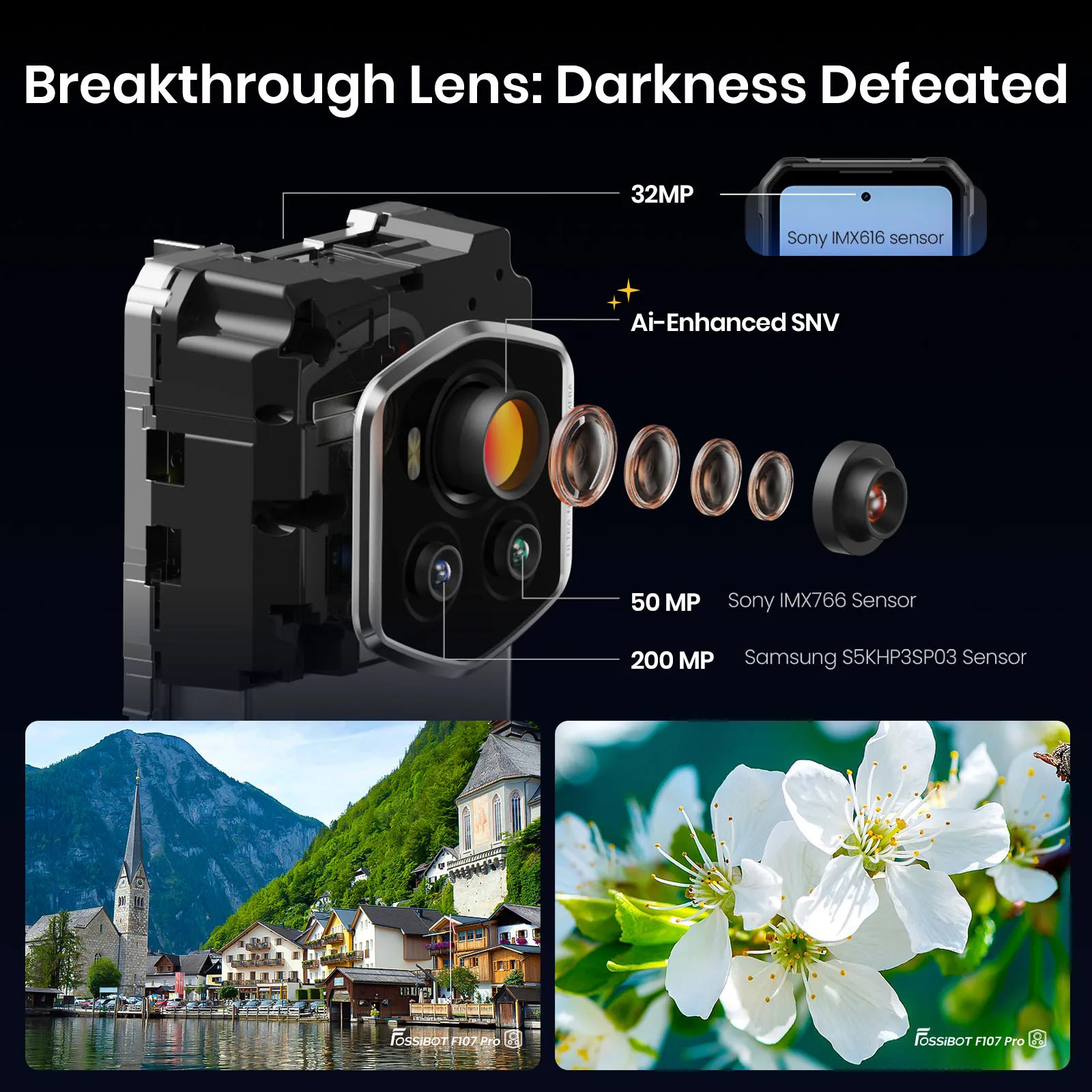 Фото Прочный мобильный телефон Fossibot F107 Pro 30 (12+18)Go+512Go Android 15 28000 мАч 66 Вт 200 МП + 32 МП 5G NFC/GPS Двойные яркие фонарики №5