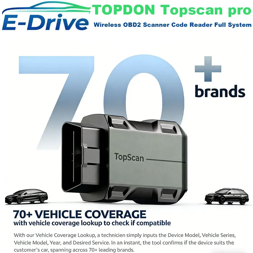 Фото Диагностический сканер TOPDON Topscan Pro Wireless OBD2, считыватель кодов, полная диагностика системы, двунаправленное тестирование, программирование ключей, 13+ функций сброса. №1