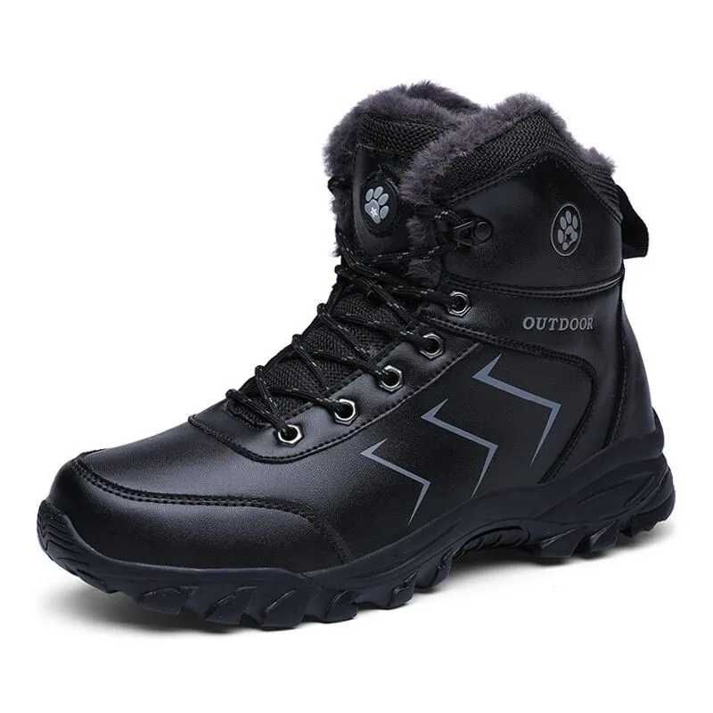 

Men's Winter Boots Warm Plush Men's Snow Boots High Quality Leather Waterproof Men Sneakers Outdoor Men Hiking Boots Work Shoes