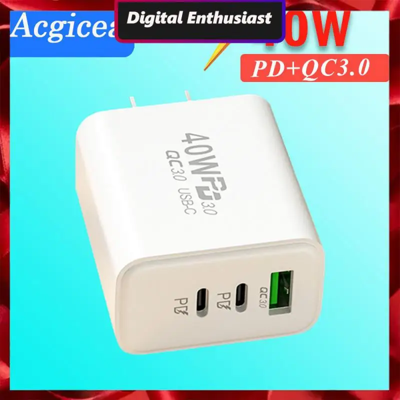 

For Iphone 14 13 Xiaomi Huawei Samsung Usb C Phone Charger Usb Charge Qc3.0 Durable Wall Charger Adapter 40w Portable Type C
