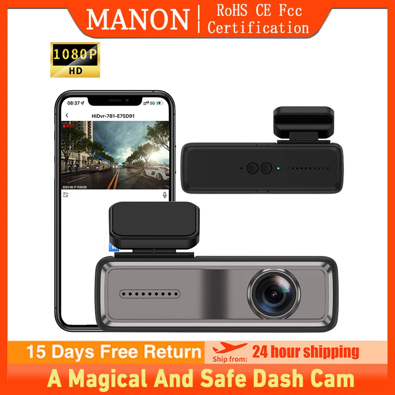 Автомобильный видеорегистратор MANON, HD 1296P, Wi-Fi, ночное видение