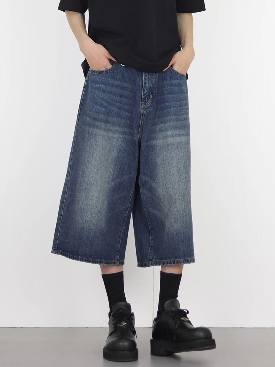 REDDACHIC мужские усы потертые мешковатые джинсы Jorts с низкой посадкой однотонные