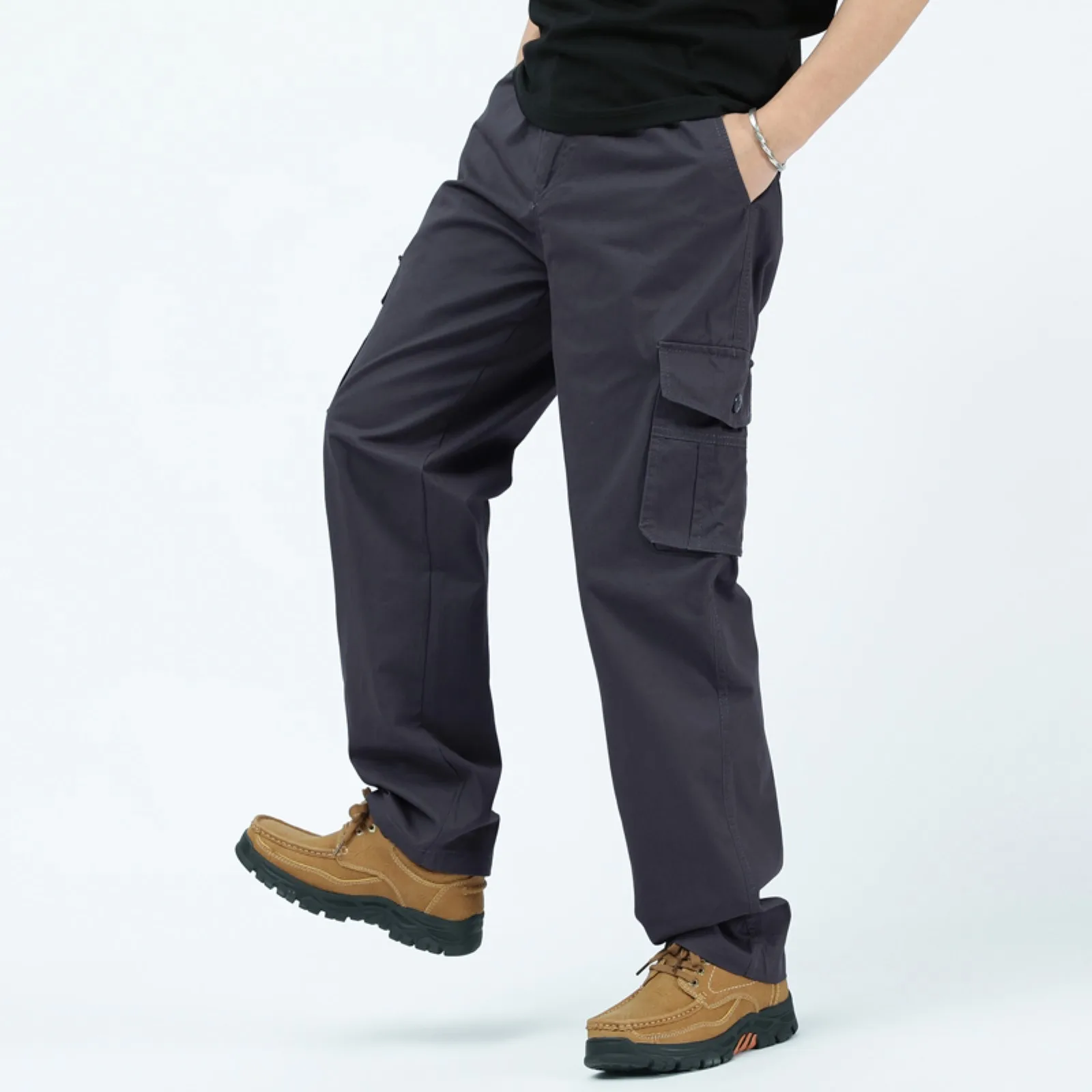 

Work Pants with Phone Pocket Mens Solid Color Summer Casual All Match Pants Fashionable Woven Long Cargo Pants House Double Knee