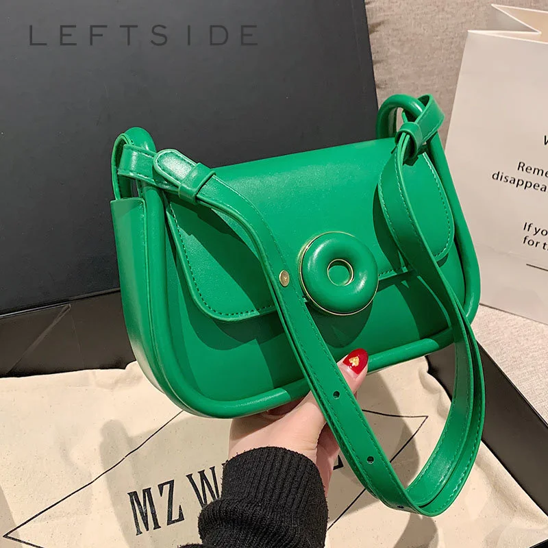 

Новые зеленые сумки на седло для женщин, новинка весны 2023, модные маленькие сумочки и кошельки из искусственной кожи, однотонная сумка через...