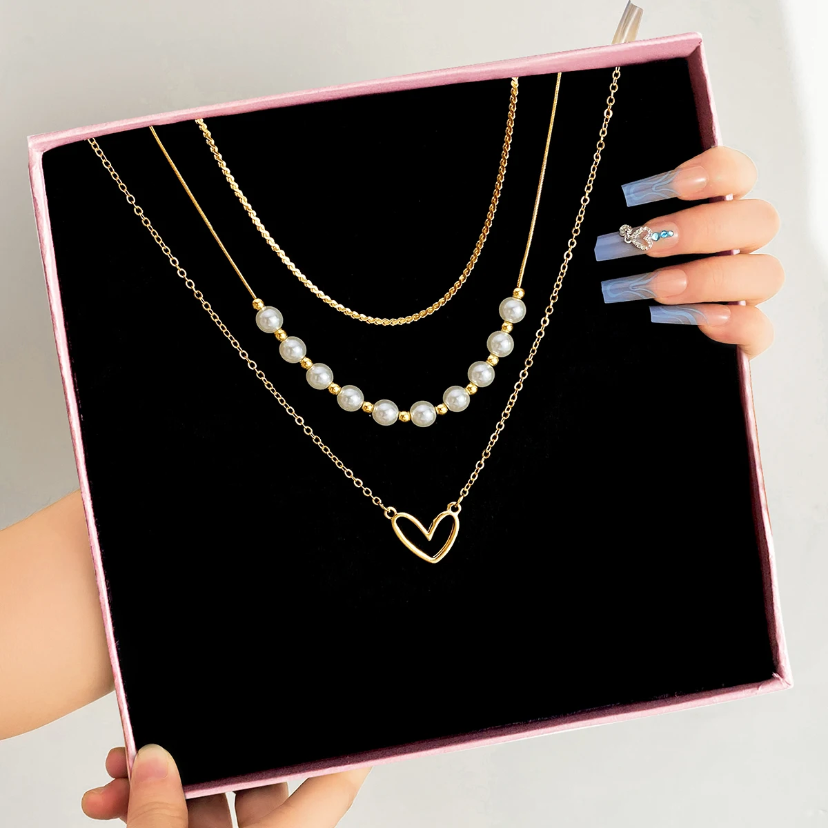 Ожерелье IPARAM с подвеской в форме сердца для женщин цепочки из металла имитацией