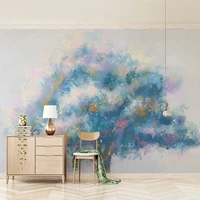 custom mural wallpaper 3d hand painted tree color artistic conception simple nordic tv background wall painting papel de parede