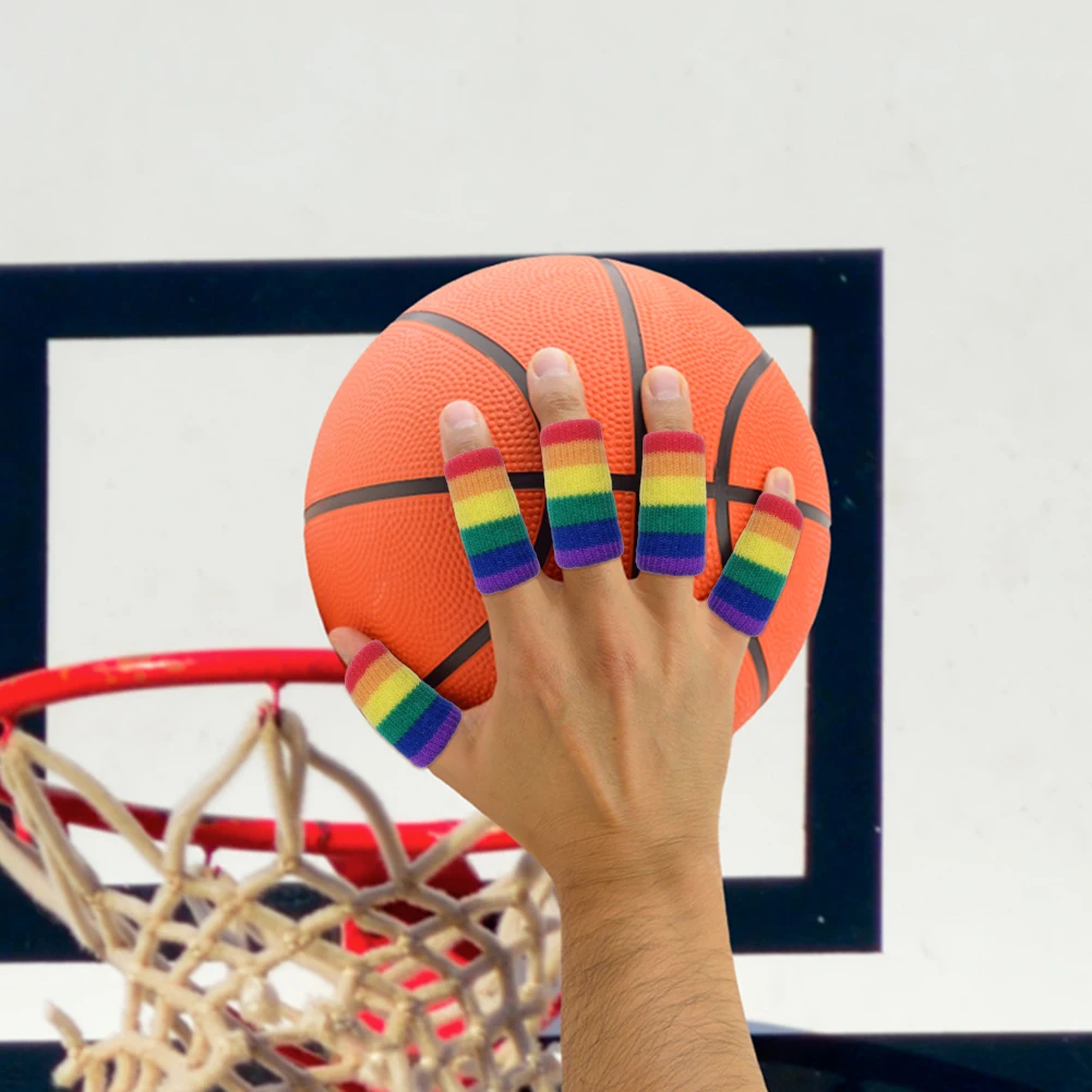 

10pcs Elastic Finger Compression Sleeves Pain Relief Protective Gear Soft Basketball Volleyball Football Fingerstall Sleeve