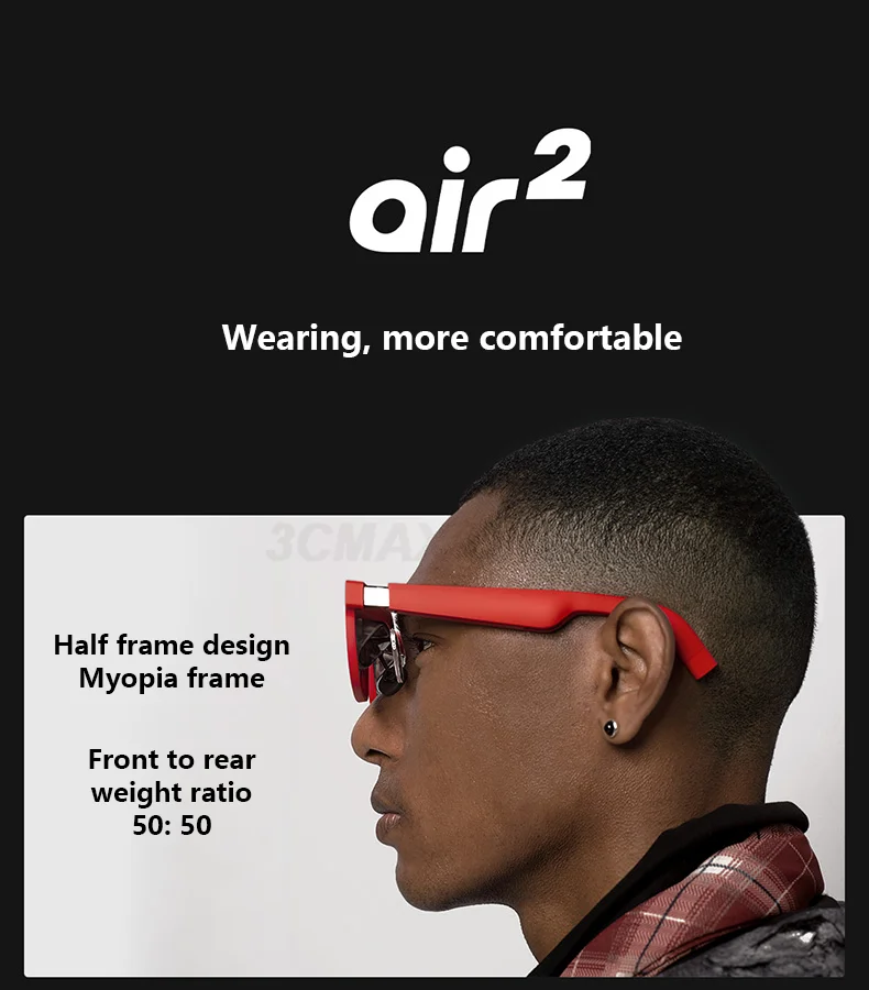Оригинальные очки Xreal Air 2 AR, 120 Гц, 330 дюймов, микро-OLED, большой экран, вид 1080P, 75 г, 120 Гц, умные очки, очки для игрового монитора (art.: 3920cd3224ef5) - 3920cd3224ef5
